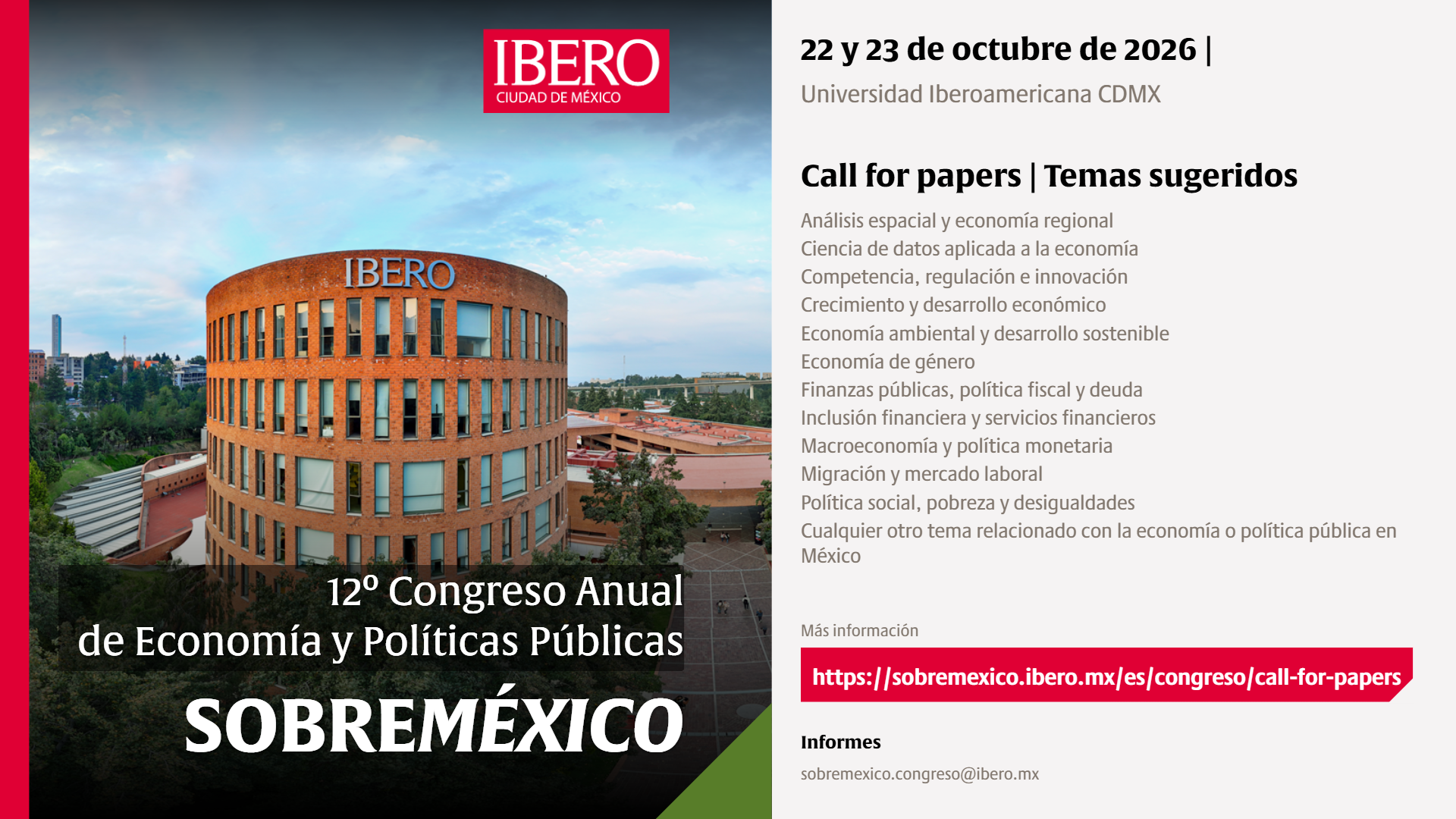 12º Congreso Anual de Economía y Políticas Públicas SobreMéxico